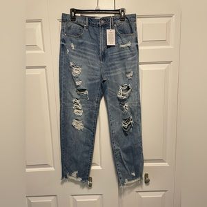 Ripped Straight Leg Jeans